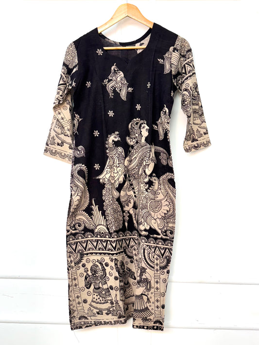 Black Kalamkaari Printed Kurthi