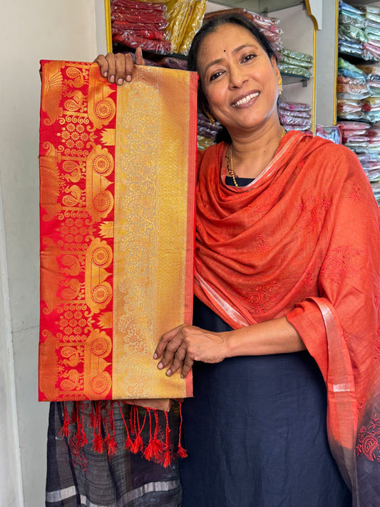 Tomato Red Soft Silk Saree