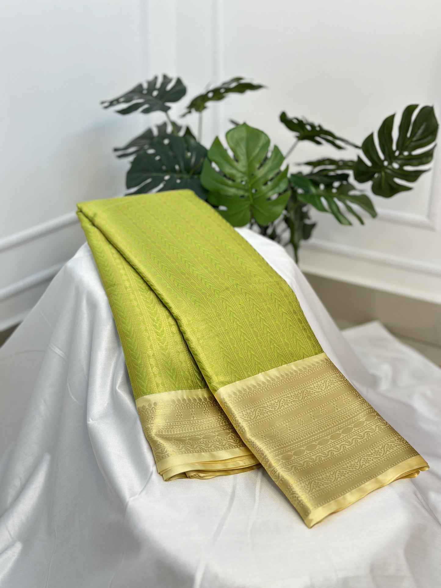 Neon Green Semi Silk Saree