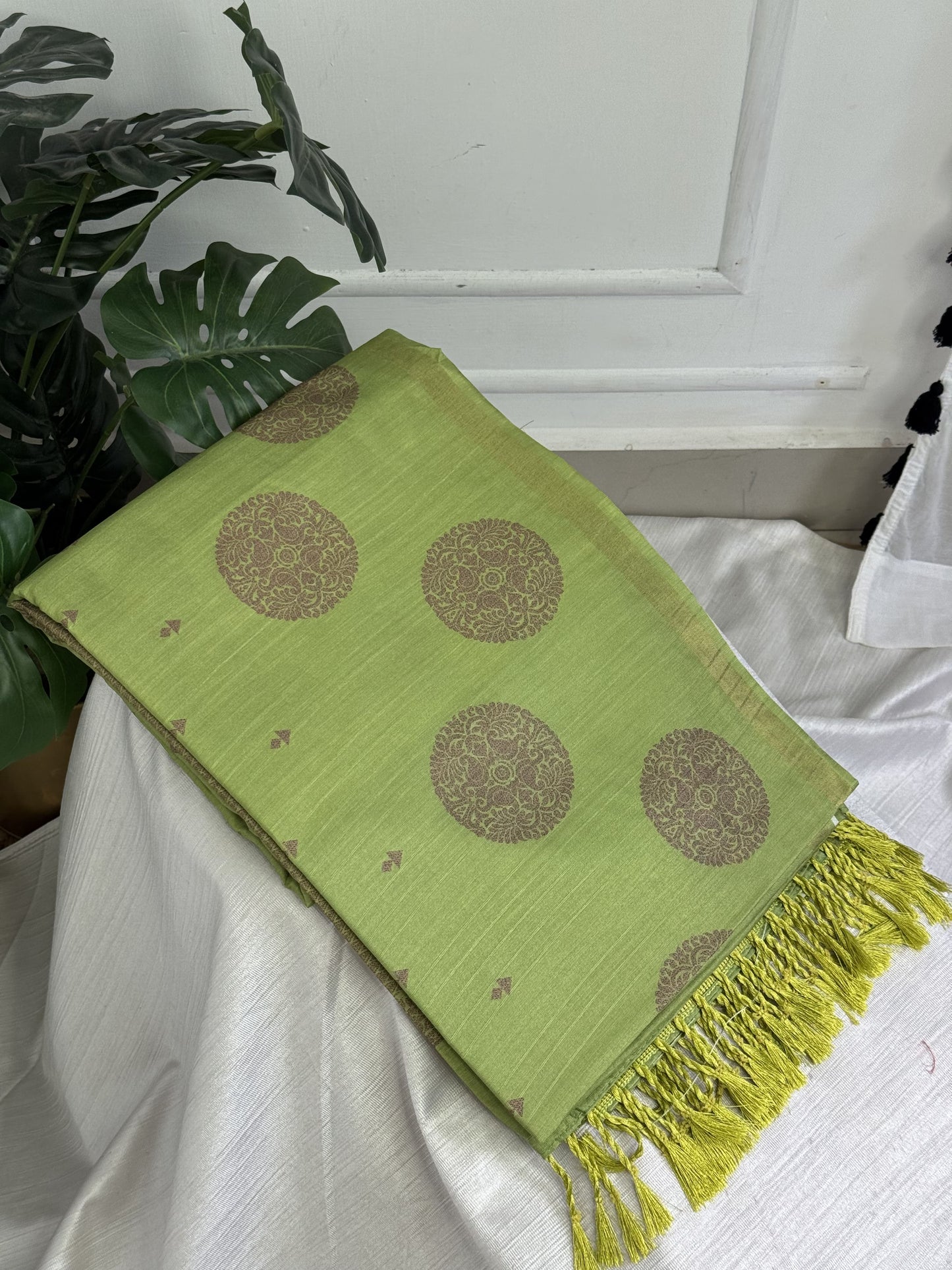 Light Green Semi Tussar Saree