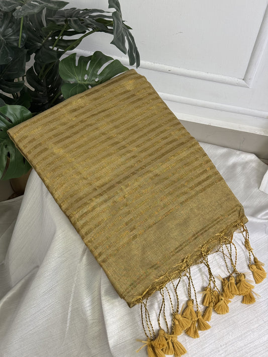 Golden Linen Tissue Saree