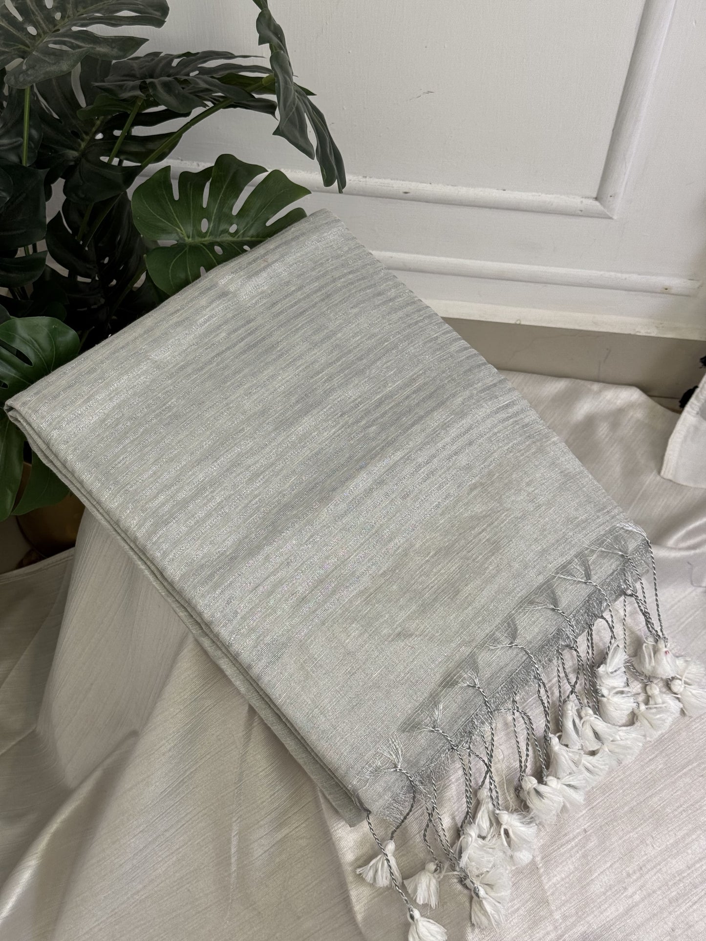 Silver Linen Tissue Saree