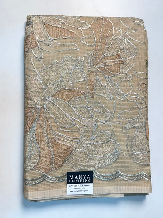 Sandal Kota Cotton Embroidered Saree