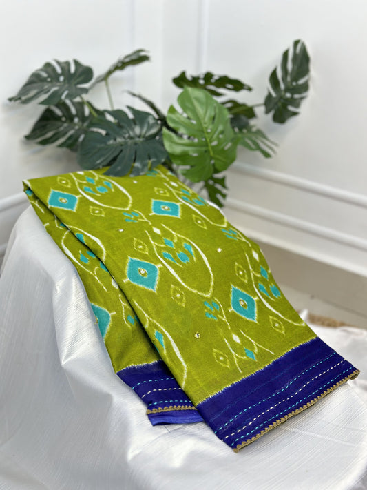 Light Green Jaipur Cotton Saree