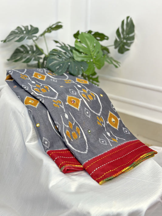 Grey Jaipur Cotton Saree