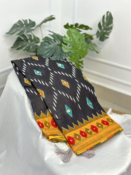 Black Jaipur Cotton Saree