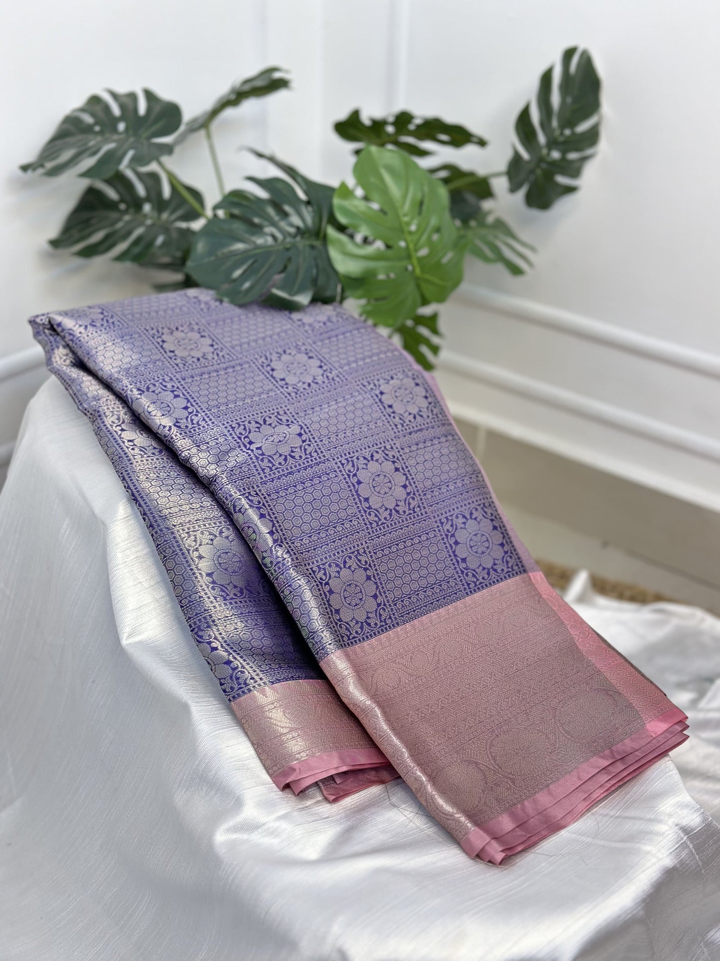 Blue Pink Tissue Saree