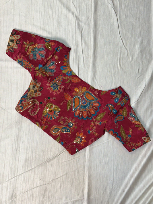 Pink Crepe Silk Blouse Stitched.