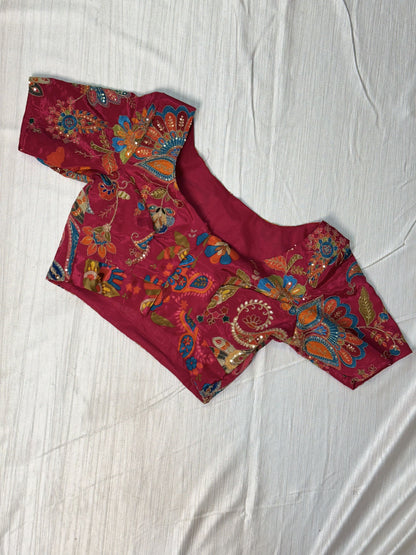 Pink Crepe Silk Blouse Stitched.