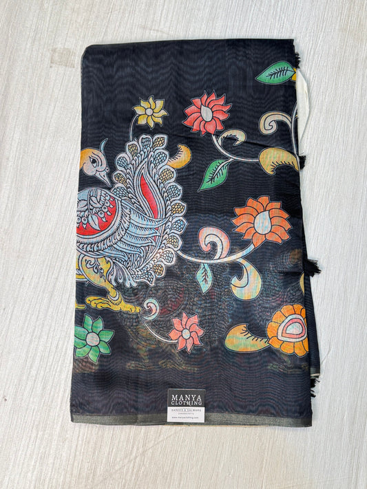 Black-Linen Cotton Saree