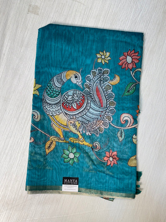 RamaGreen-Linen Cotton Saree