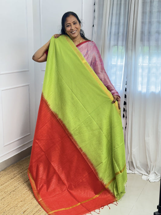 Green with Red Kota Cotton Sarees