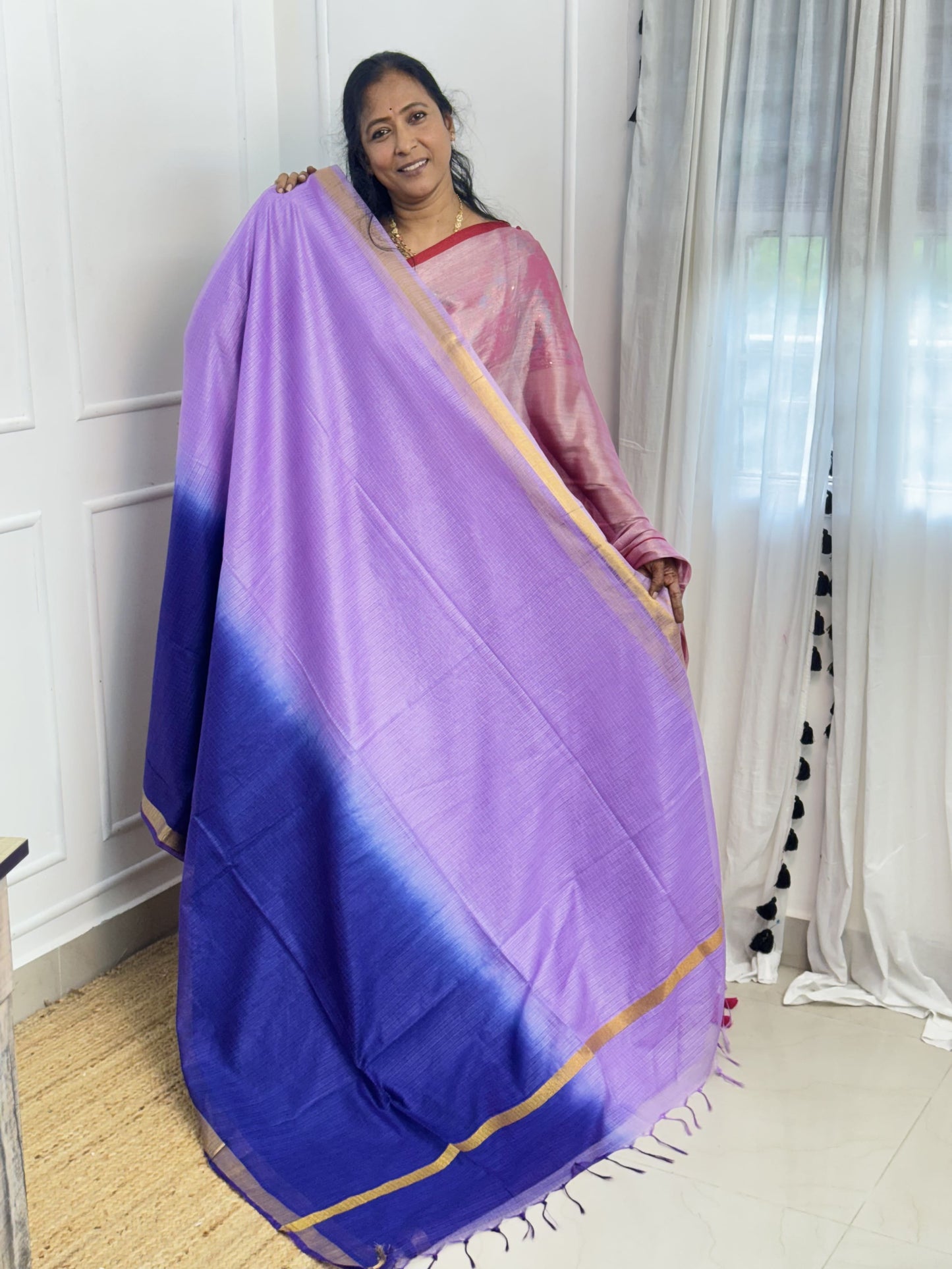 Blue with Lavendar Kota Cotton Sarees