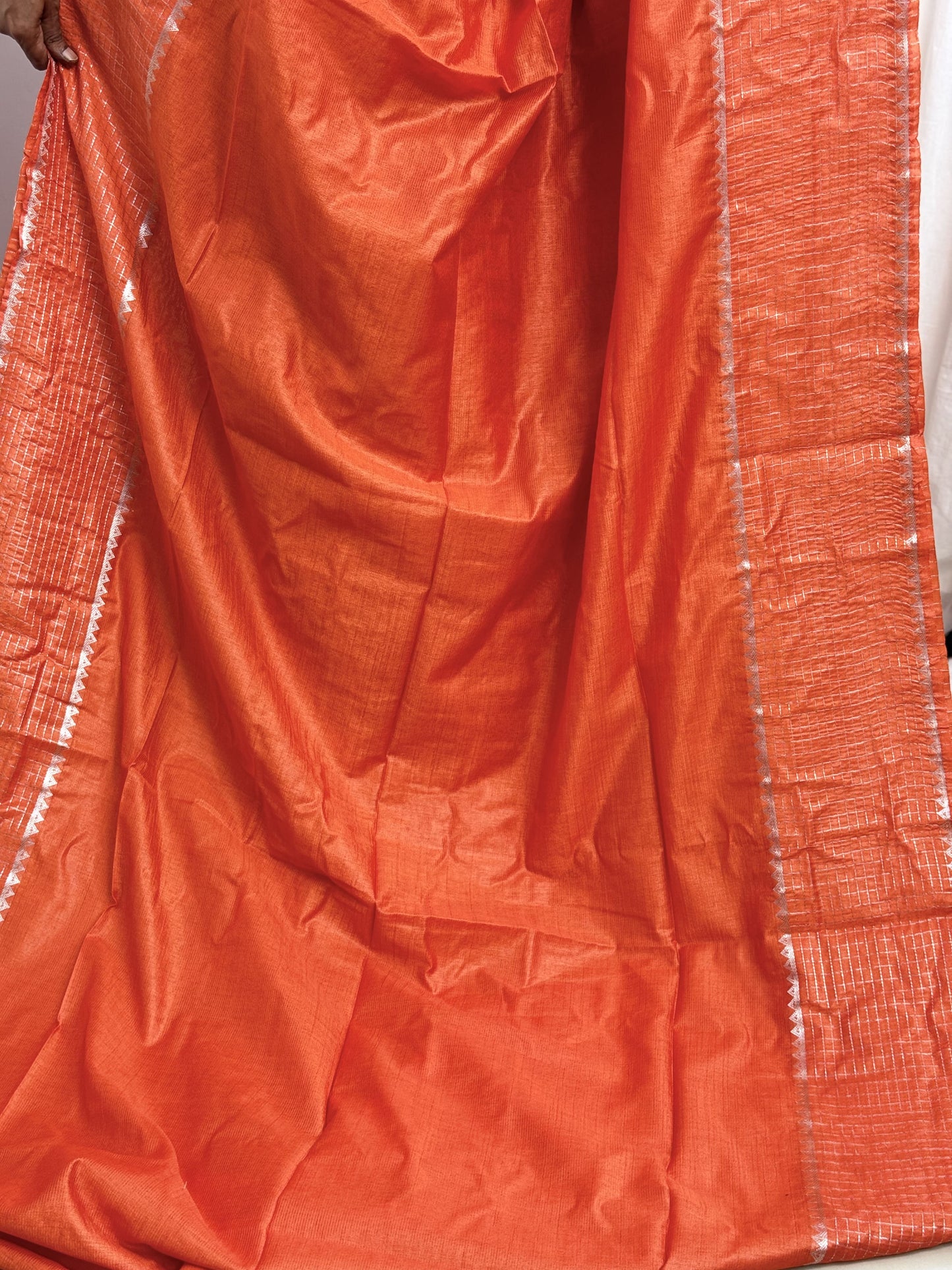 Orange Semi Tussar Saree