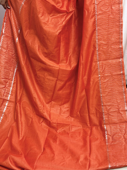 Orange Semi Tussar Saree