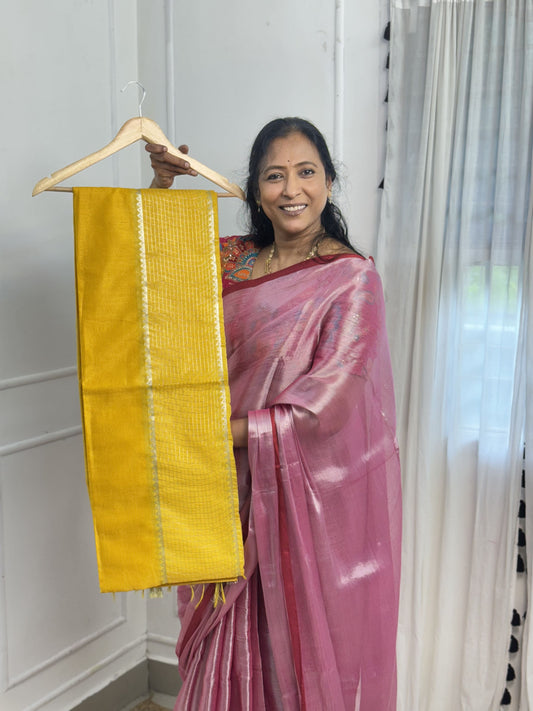 Yellow Semi Tussar Saree