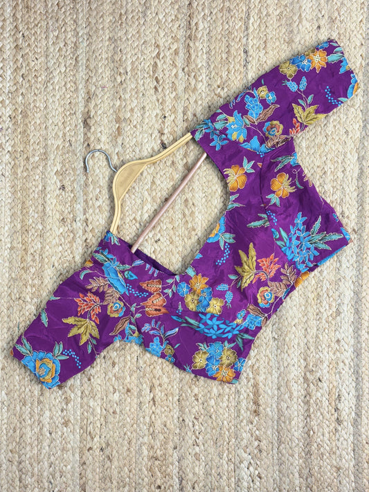 Violet Crepe Silk Blouse Stitched.