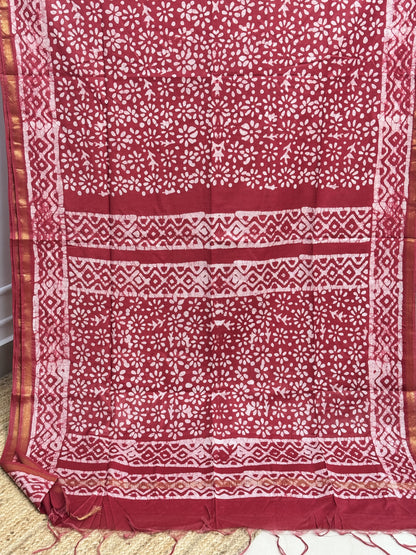 Maroon Staple Cotton Saree