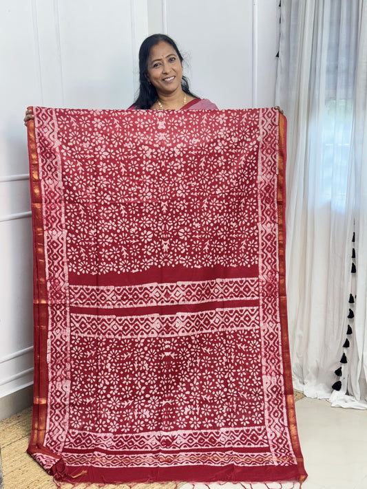 Maroon Staple Cotton Saree