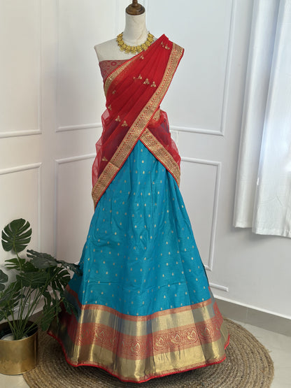 Turquoise Blue Half Saree Set