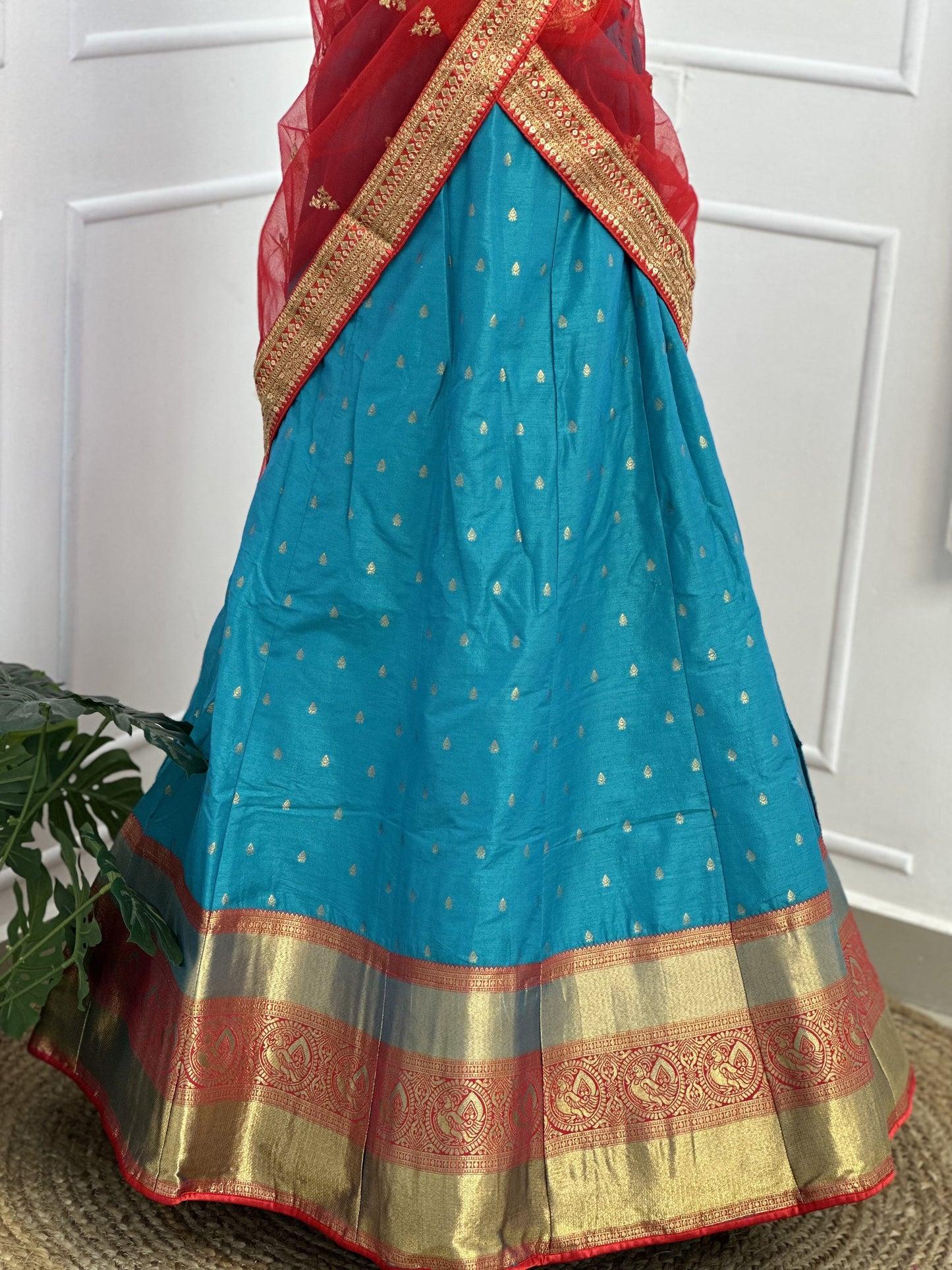 Turquoise Blue Half Saree Set