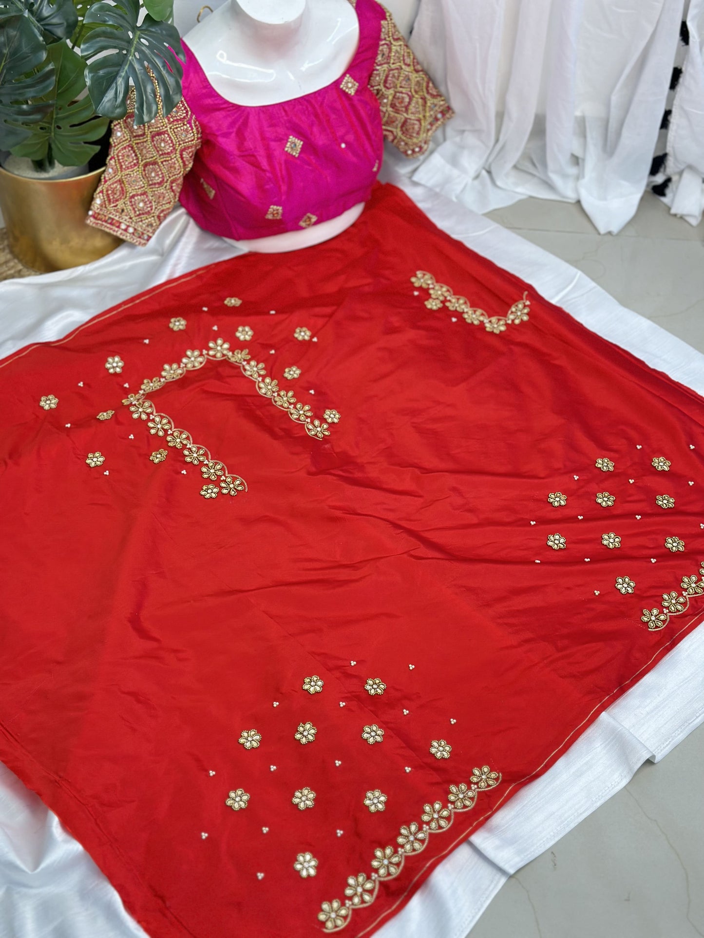 Red Hand Work Blouse