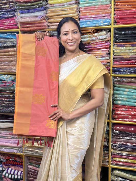 Peach Soft Silk Saree