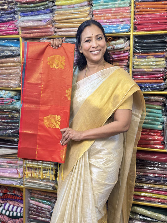 Orange Soft Silk Saree