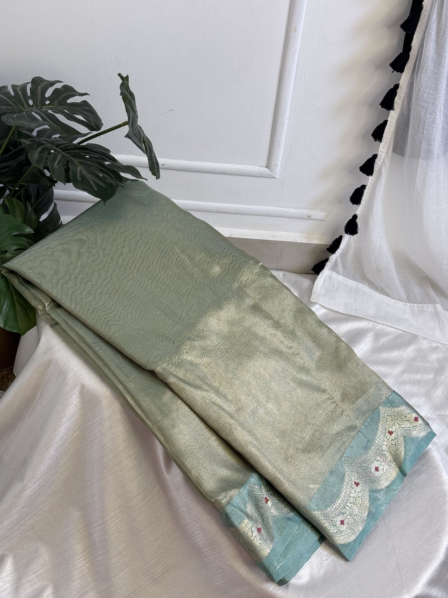 Light RamaGreen Tissue Saree