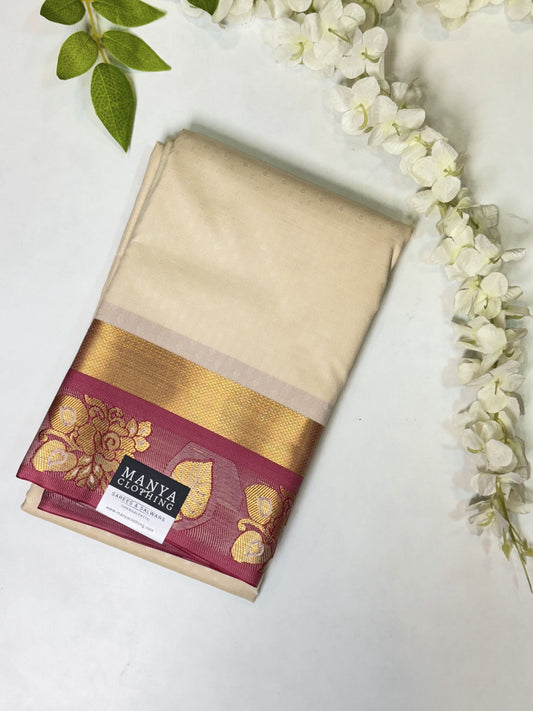 Half White Semi Silk Saree