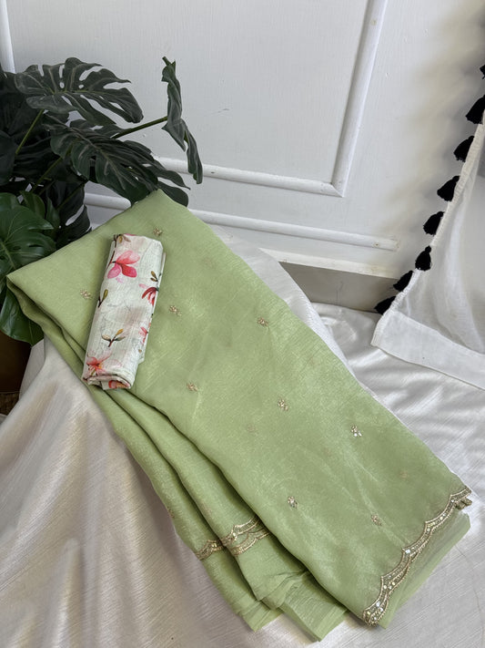 Light Green Chiffon Saree