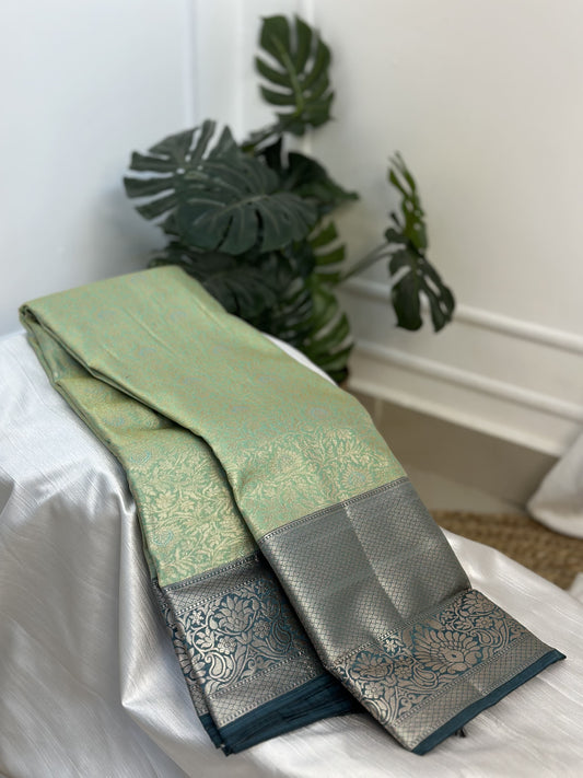 Light Green Premium Semi Silk Saree