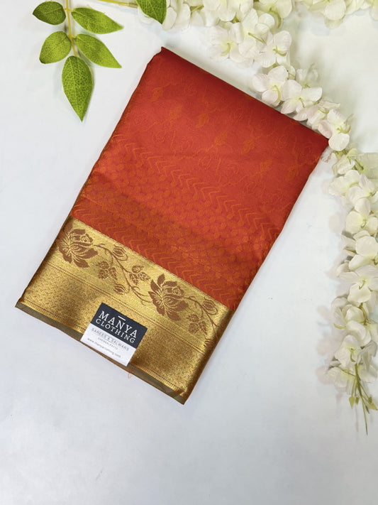 Orange Semi Silk Saree