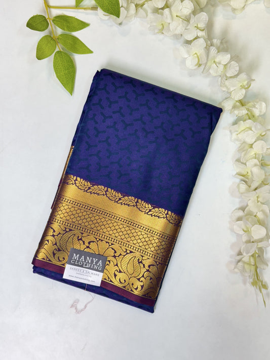 Navy Blue Semi Silk Saree