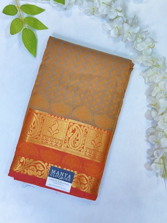 Cream Semi Silk Saree