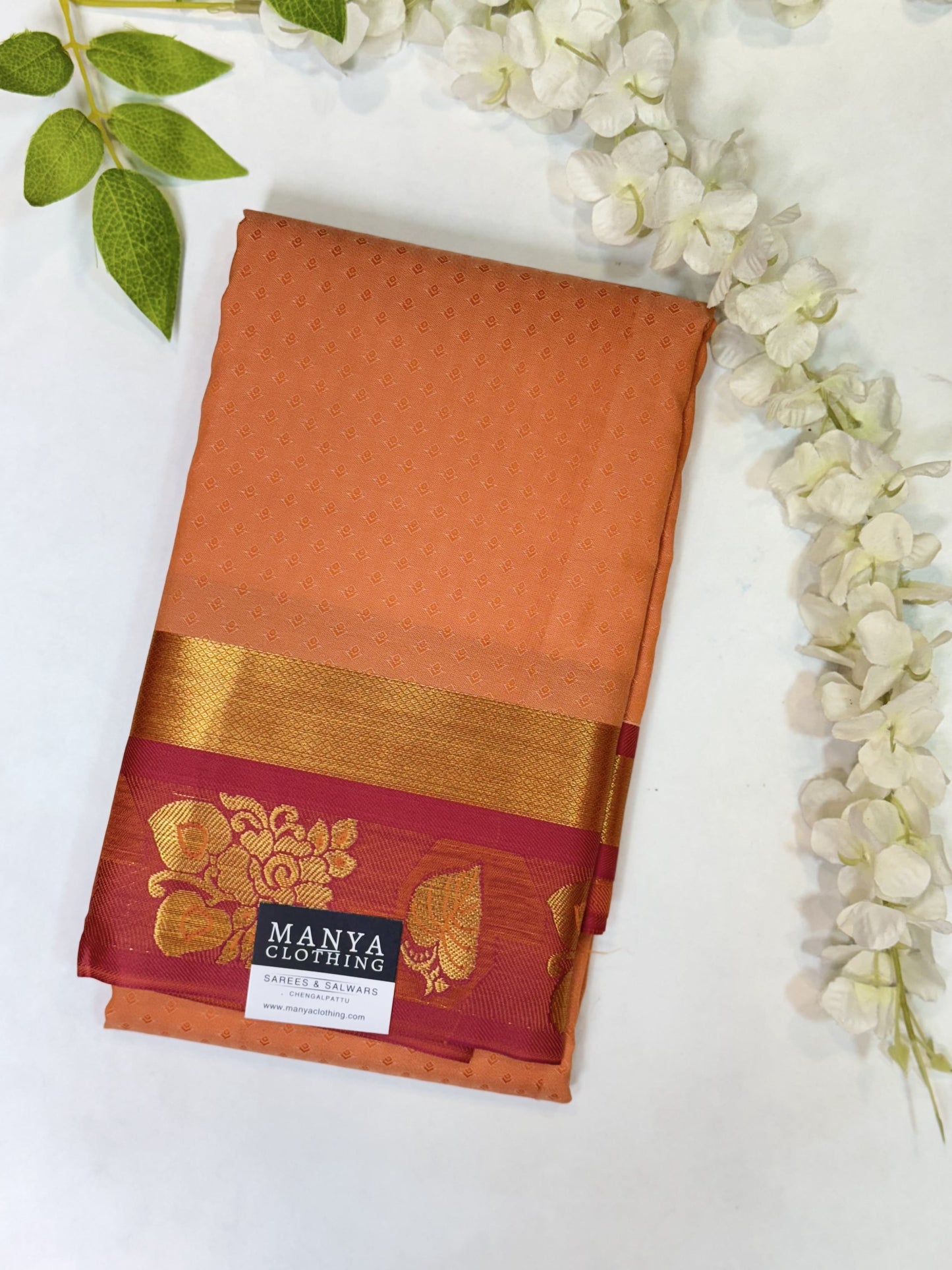 Orange Semi Silk Saree