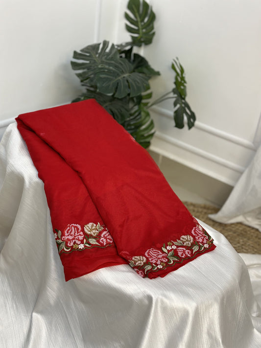 Red Tissue Saree