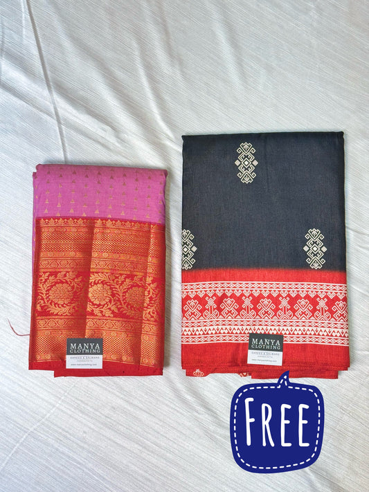 Pink Semi Silk Saree