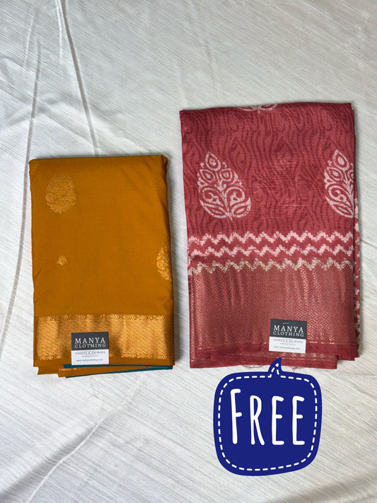 Mustard Semi Silk Saree