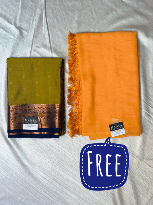 Mehendi Green Semi Silk Saree