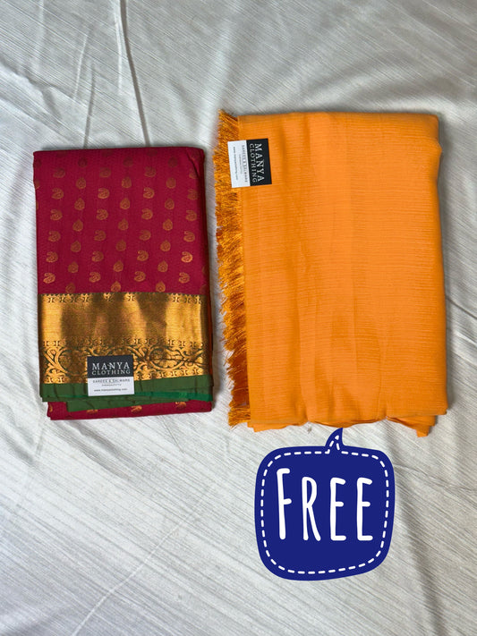 Rani Pink Semi Silk Saree