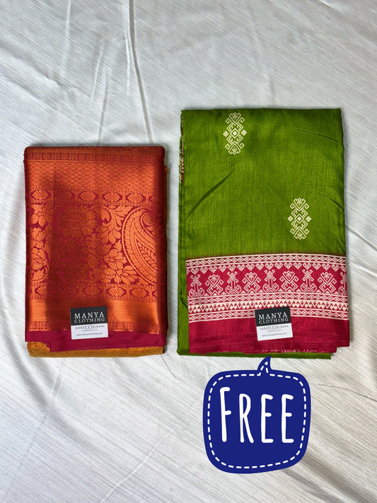 Orange Semi Silk Saree