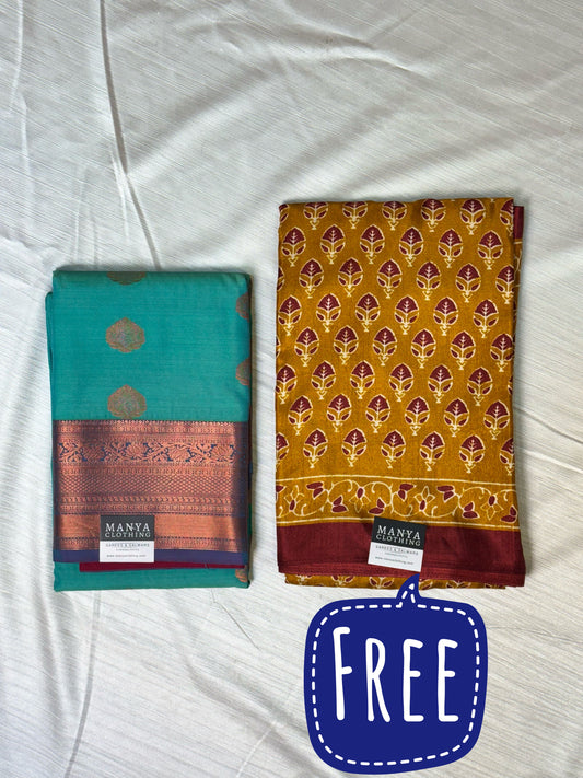Sea Foam Green Semi Silk Saree