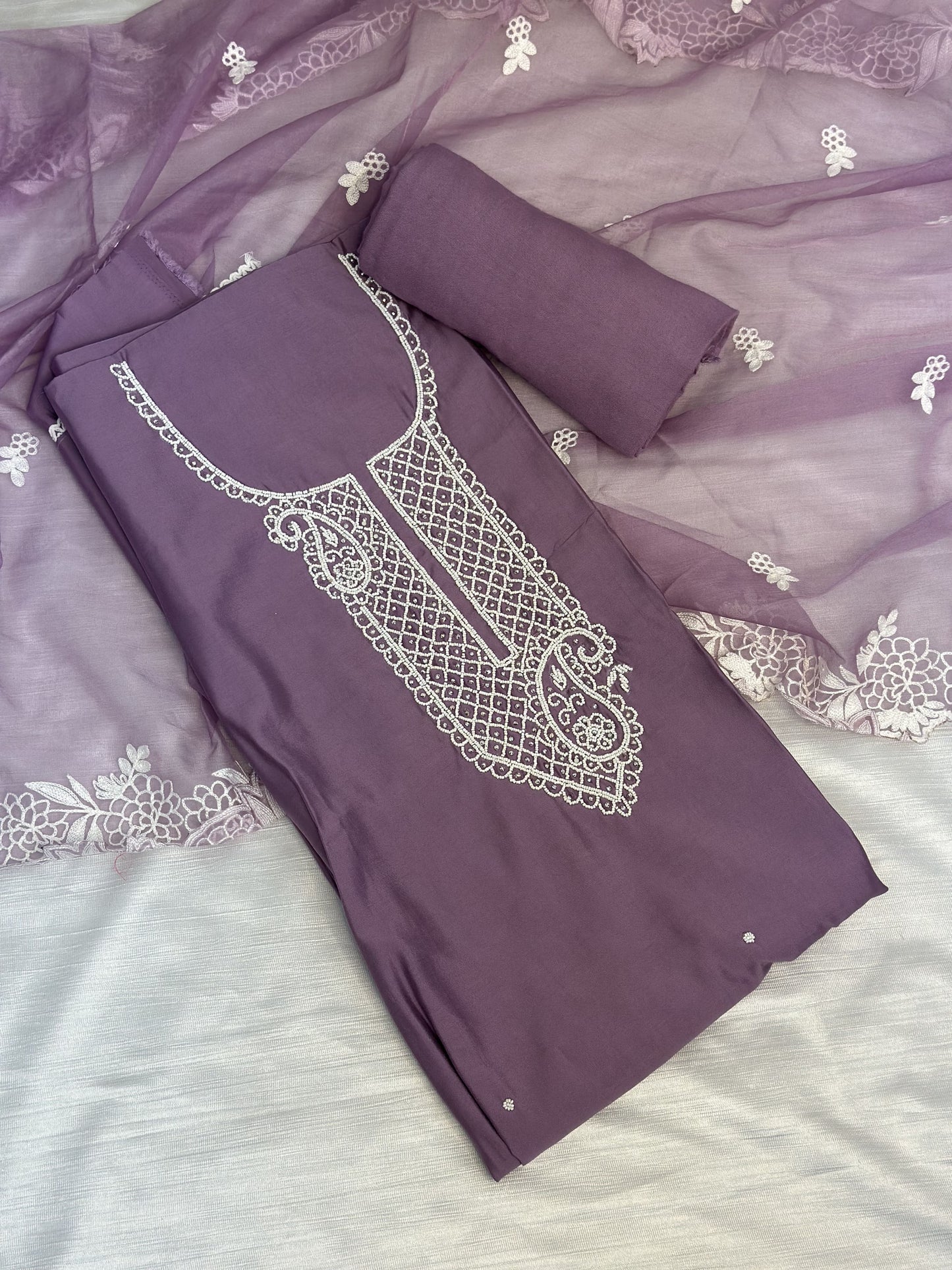 Purple Unstitched Salwar Suit