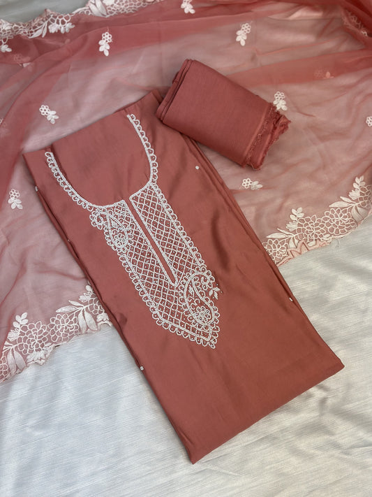 Blush Red Unstitched Salwar Suit