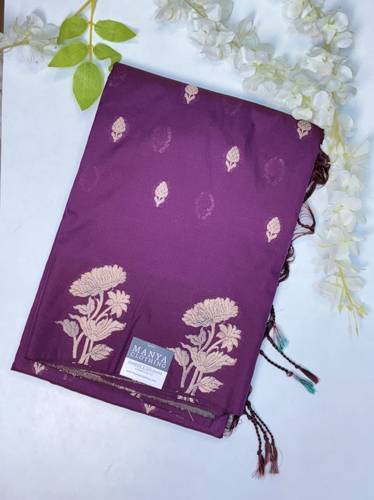Purple Semi Silk Saree