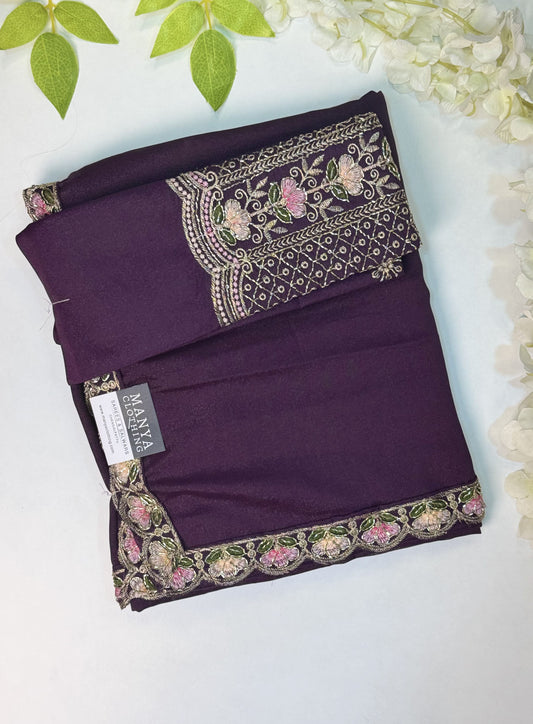 Dark Purple Designer Saree