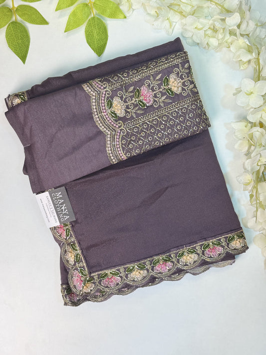 Purple Mauve Designer Saree