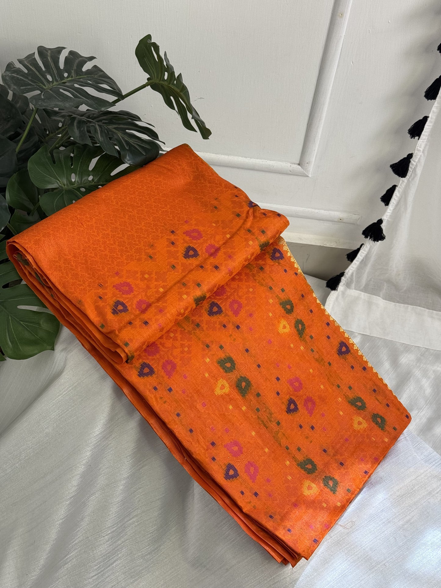 Orange Semi Dupion Saree