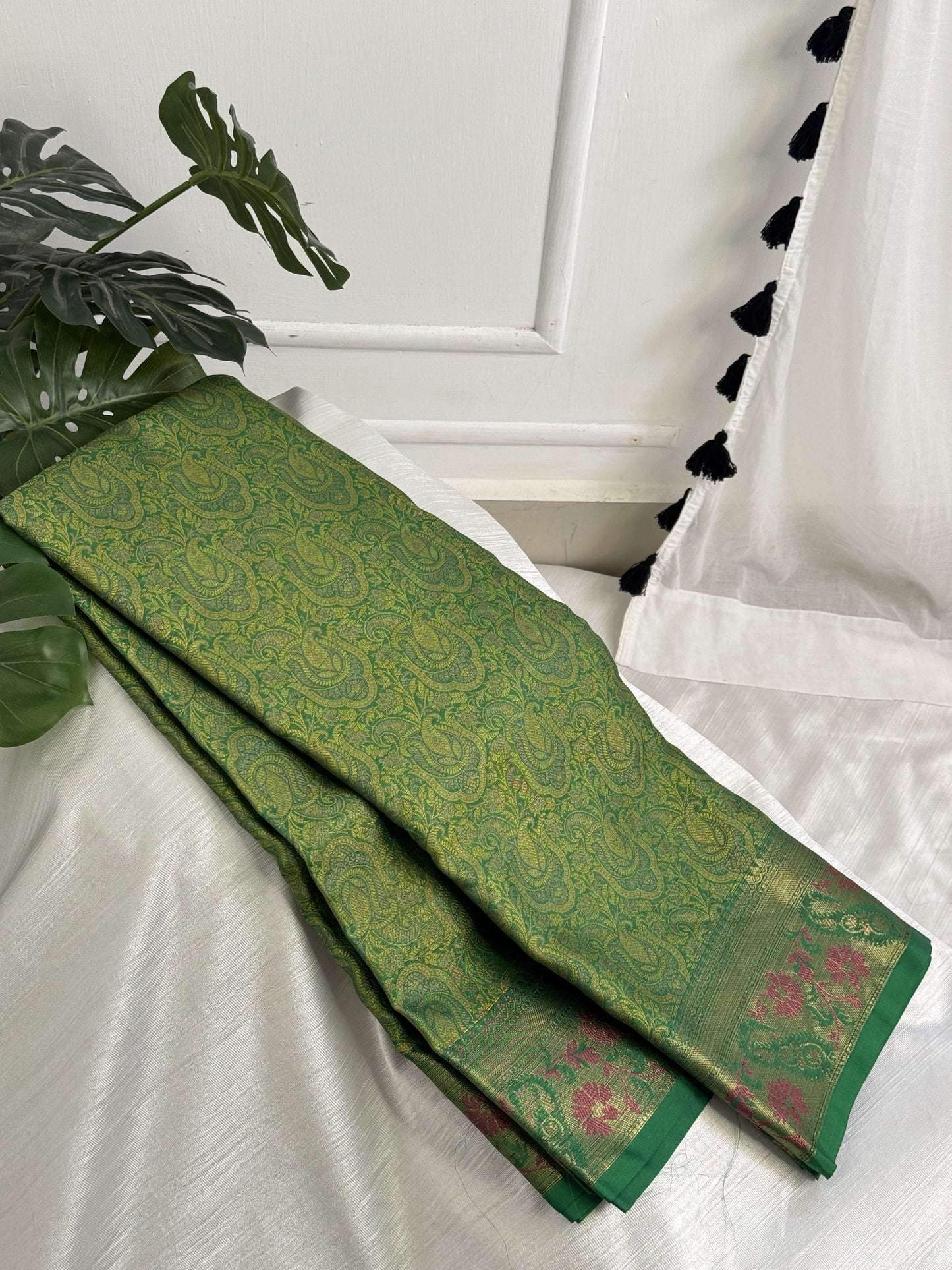 Green Semi Katan Silk Saree